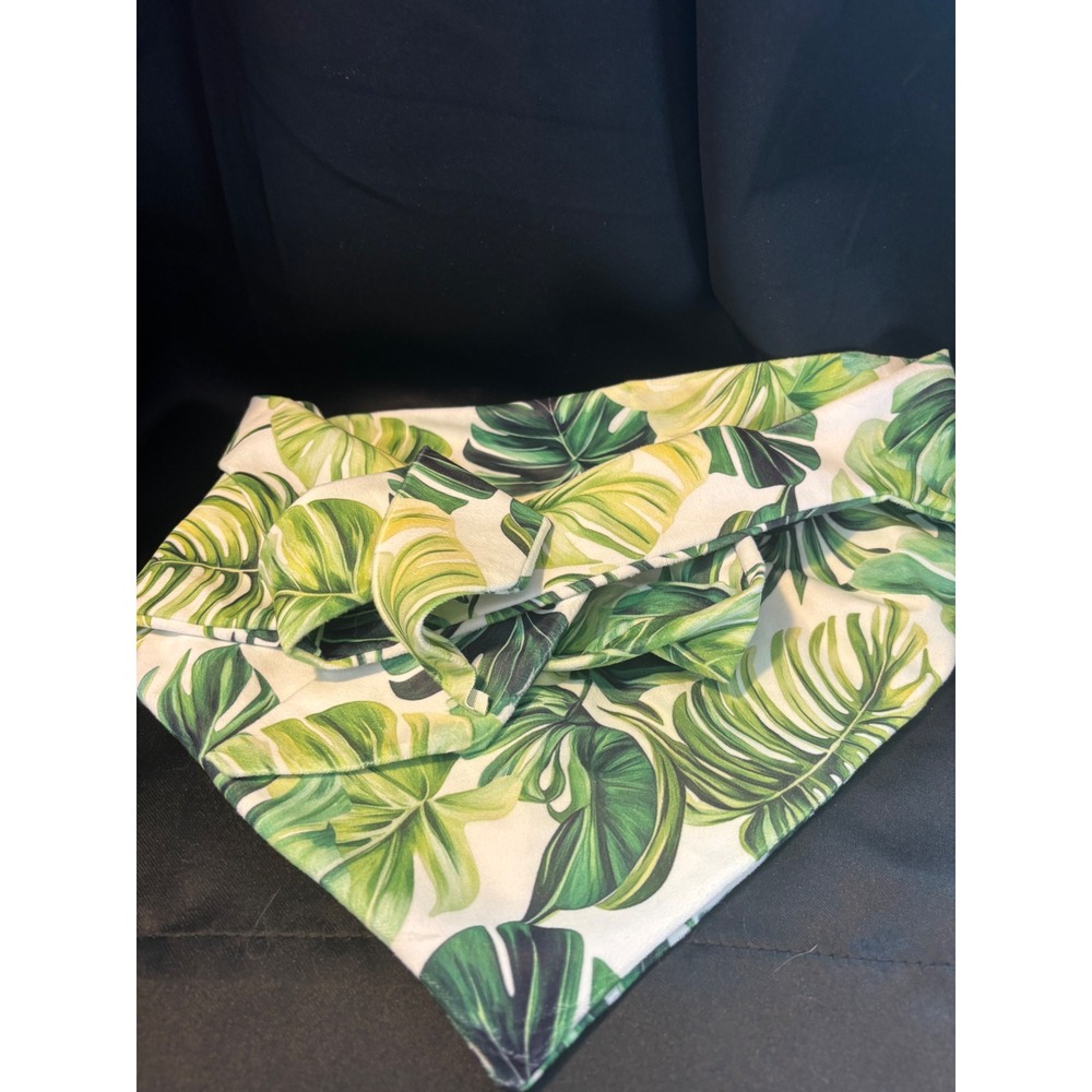 Tropical Monstera Leaf Print Knot Headband Green White Botanical Hair‎ Accessory